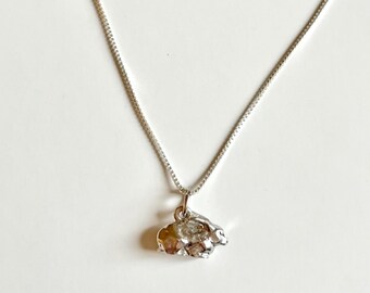 Sterling silver rabbit charm necklace, bunny charm, NOS vintage