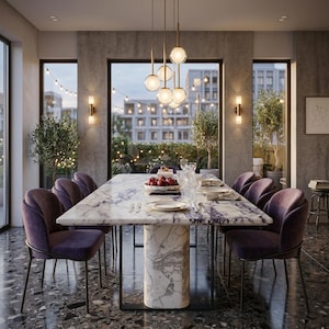 Calacatta Viola Marble Rectangular Table Top | Luxury Stone Slab Coffee Dining Top | (Customisble)