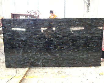 Piano di lavoro rettangolare in pietra preziosa occhio di tigre blu / Piano per sala da pranzo fatto a mano / (personalizzabile)