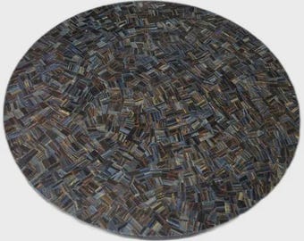 Piano del tavolo rotondo in pietra preziosa occhio di tigre blu / Decorazione artigianale per la sala da caffè / (Personalizzabile)