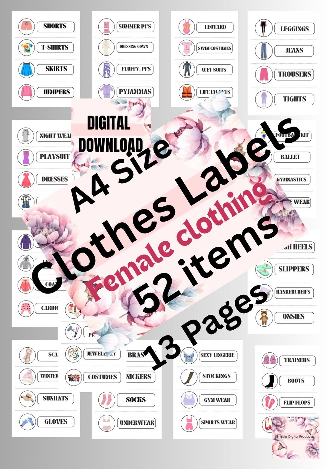 Female Label Female Clothing Labels, Organization, Senior Care (digital Download) - Etsy