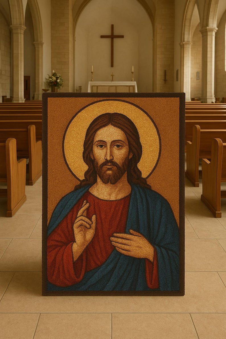 Tuft Rug Jesus Hand Tufted Jesus Christ Wall Rug | Christian Religious Tapestry ...