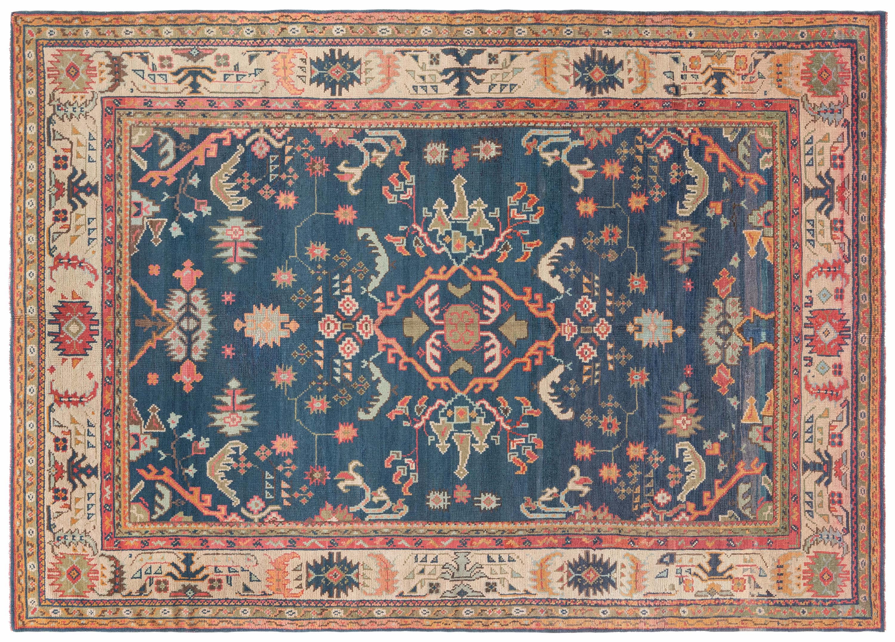 トルコヴィンテージラグ OldTurkishVintage Oushak Rug Antique Turkish Oushak Rug No. j2630 - J&D Oriental Rugs Co