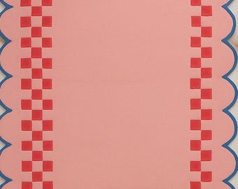 Alfombra tejida a mano, alfombra rosa a cuadros, alfombra moderna con borde festoneado, alfombra a medida, decoración para dormitorio y sala de estar.