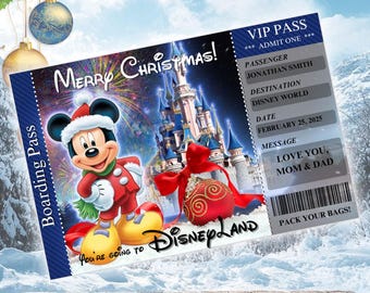 Disneyland Ticket | Personalised Surprise Reveal Trip, Holiday to Disney | Birthday, Christmas, Anniversary Custom Gift Keepsake