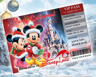 Editable Disney World Disneyland Surprise Ticket, Disney Reveal, Disney Trip Gift, Disneyworld Ticket, Boarding Pass, Disneyland Ticket