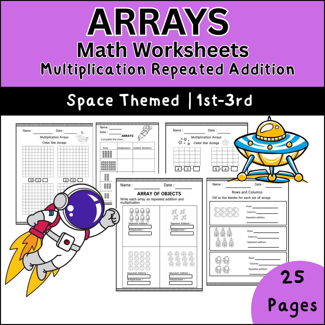 Arrays Multiplication & Repeated Addition Worksheets First Grade-3rd ...