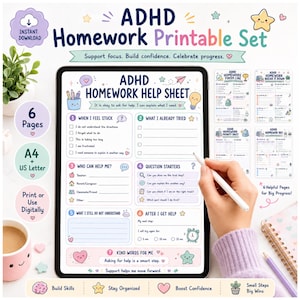 ADHD Homework Toolkit | 6 Printable Worksheets