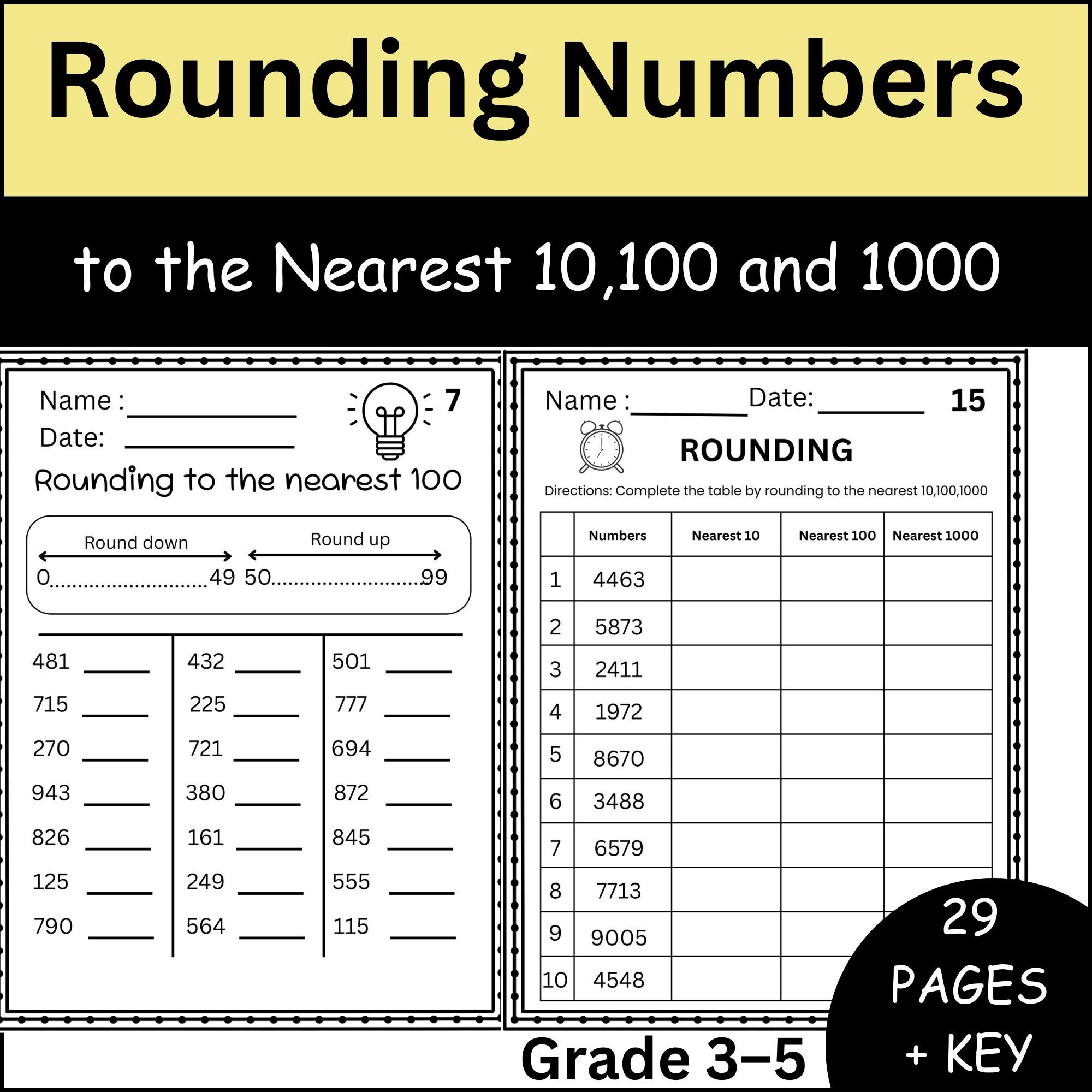 Rounding Numbers to the Nearest 10, 100, and 1000 | Back to School. - Etsy, image size:2000x2000