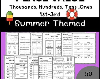 Place Value Worksheets | 2nd Grade Math Printable | Hundreds Tens Ones, Expanded Form, Place Value Chart, 50 PDF Pages