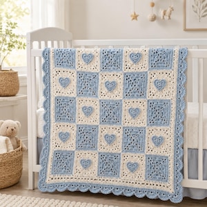 Heirloom Baby Blanket Crochet Pattern – Scallop Shell & Lace Design (PDF)