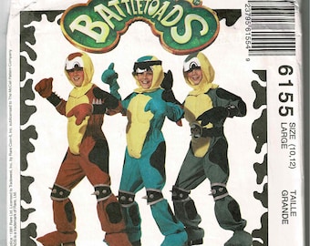 OOP McCall's 6155 Battletoads Pimple - Rash - Zitz Costume Sewing Pattern Children's and Youth Sizes 2-12 Uncut Factory Folded Free Ship