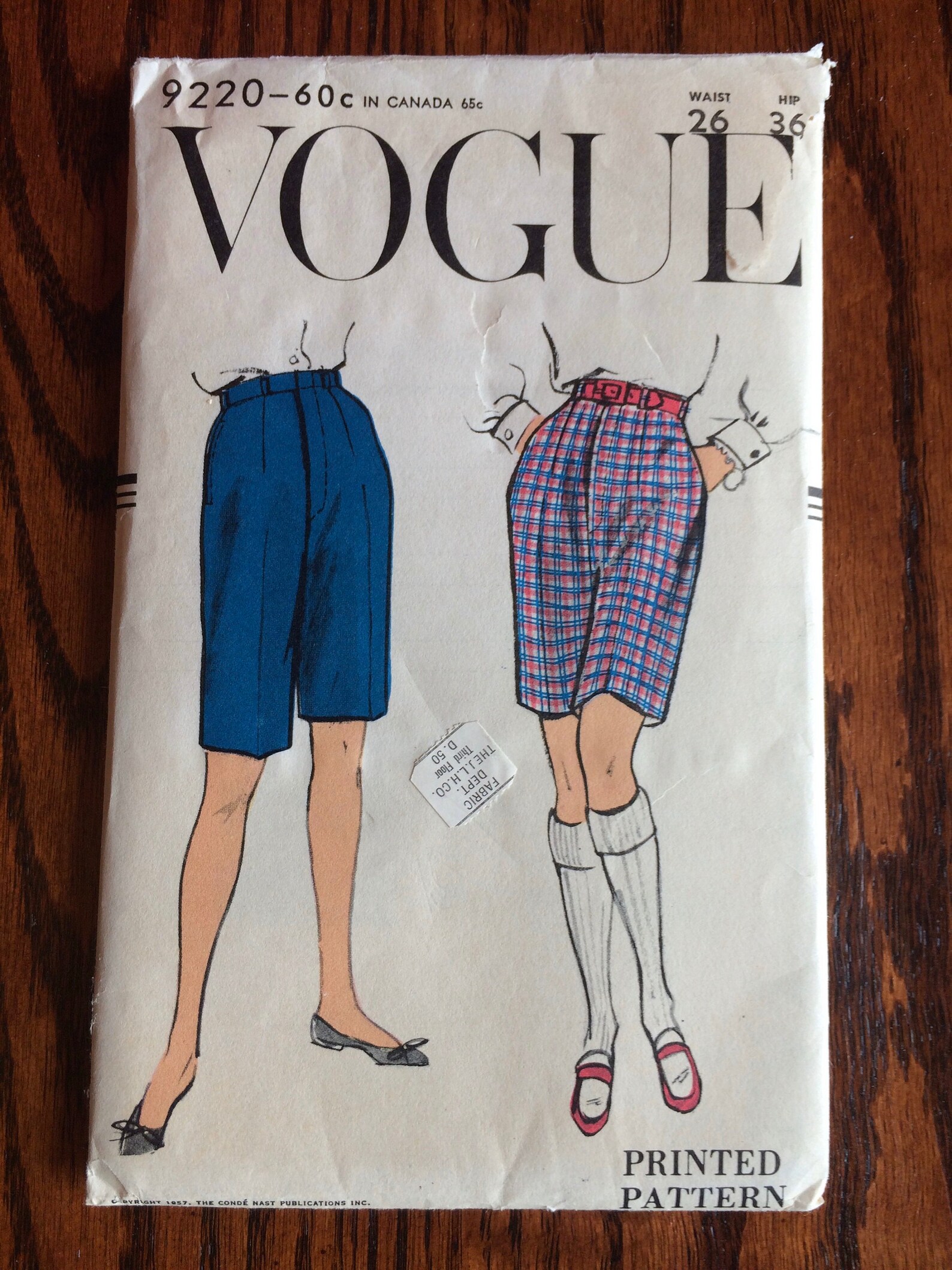 Vintage 1950s Original Vogue 9220 Bermuda Shorts fly Frontinseam ...