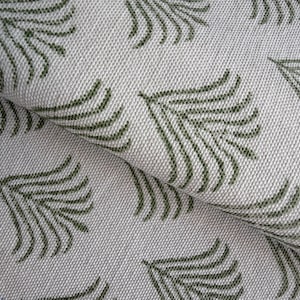 Green Indian Hand Block Print Cotton Fabric by the Yard | Boho Floral Artisan Fabric for Sewing, Quilting, Curtains, Cushions & Home Decor