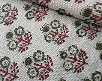 Indian Hand Block Print Cotton Fabric by the Yard – Vintage Upholstery Material for Furniture, Sofa Covers, Cushions, Curtains & DIY Crafts