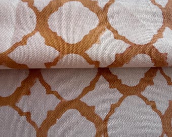 Block Print Duck Canvas Fabric by the Yard | Hand Block Printed Cotton Canvas | Heavyweight Upholstery Bag Making Fabric Curtains Upholstery