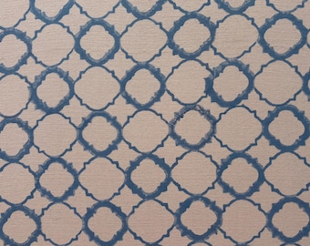 Natural Linen Hand Block Print Floral Fabric by the Yard | Heavyweight Upholstery Fabric for Home Decor & Pillow Covers