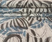 Blue Grey Indian Hand Block Print Upholstery Fabric by the Yard –Large Floral Cotton Fabric for Curtains, Cushions, Boho Home Decor & Sewing