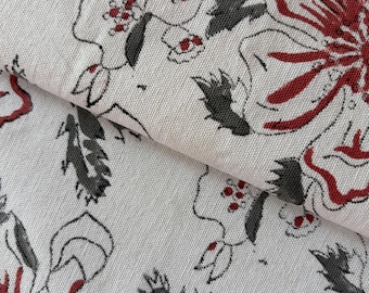 Handbedrukte katoenen stof op maat gesneden, Indiase bloemenstof voor meubelbekleding, gordijnstof met blokdruk, kussen- en tafellinnen, design woonaccessoires