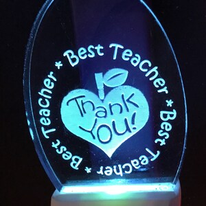 Teacher appreciation etched nightlight personalized free