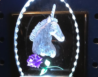 Unicorn LED nightlight, engraved, personalized free girl gift kids birthday gift under 20 giftyour choice of light color and rose color