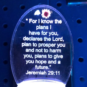 Bible verse nightlight, For I know the plans LED light has 8 color options white blue green yellow red pink lt blue or rotating personalized