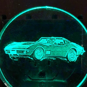 Corvette LED nightlight, engraved, personalized free, your choice of light color