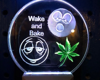 marijuana night light pot leaf hand carved 3D real looking LED light has 8 color options white blue green yellow red pink lt blue rotating