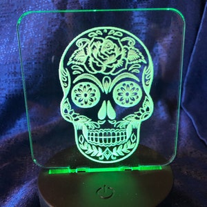 Sugar Skull personalized night light changing colors