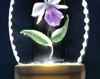 Orchid night light in 3D engraved LED light has 3 color options for light; white, blue or color changing flower lover mom orchid lover gift