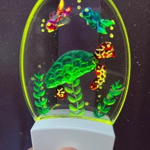 Sea turtle night light, ocean scene, engraved turtle, personalized gift, sea theme, color changing, white or blue light wall plug in