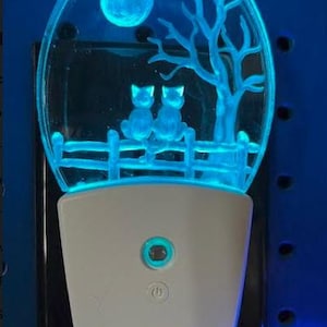 Cat night light two cats on fence nightlight personalized LED has 3 light color options; white, blue or color changing cat lover gift