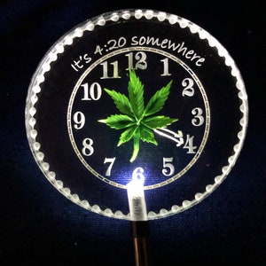 Marijuana pot leaf Garden Stake lighted
