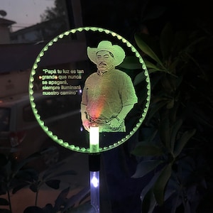 Photo etched lighted solar garden cemetery stake your picture engraved free personalized Papa Dad Grandfather memorial keepsake grave marker image 7