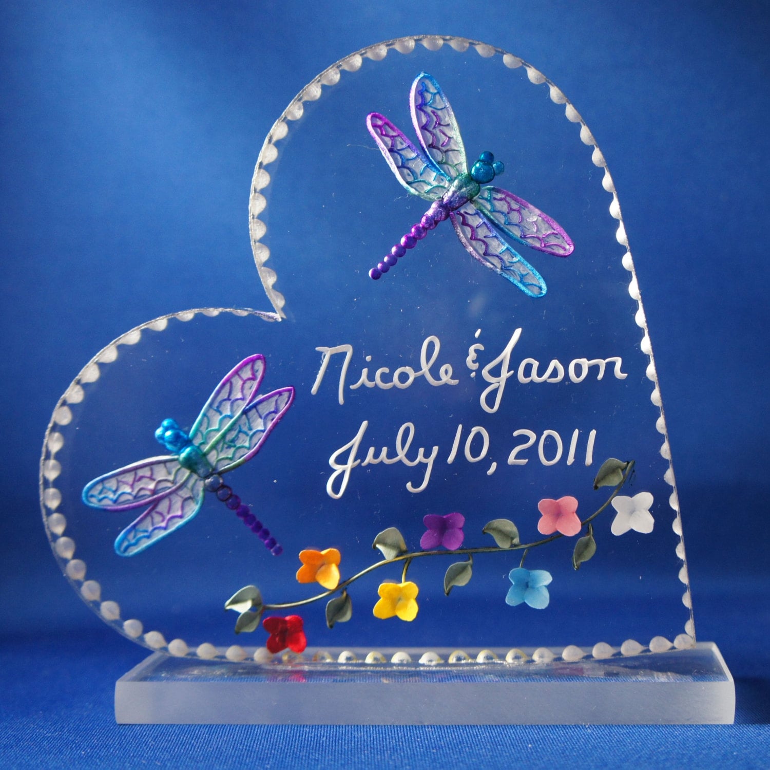 Custom Dragonfly Cake Toppera Beautiful Peice of Art Engraved Etsy