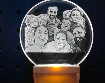 Custom family photo night light engraved keepsake personalized etched keepsake memorial portrait treasured memory family gift heirloom pic