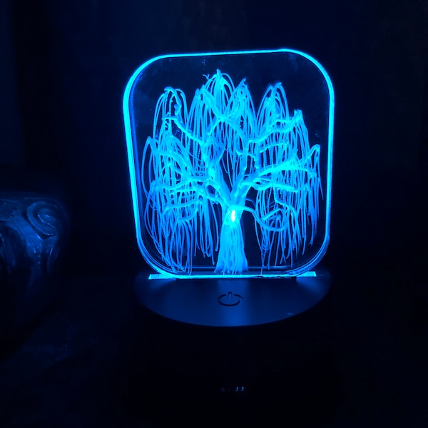 Willow tree night light scene hand carved battery operated USB light engraved free personalized Tree nature lover gift etched under 30