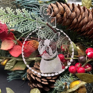 Boston terriër ornament Gepersonaliseerde gratis gegraveerd erfstuk aandenken Kerstcadeau huisdier herdenkingsornament huisdier herinnering