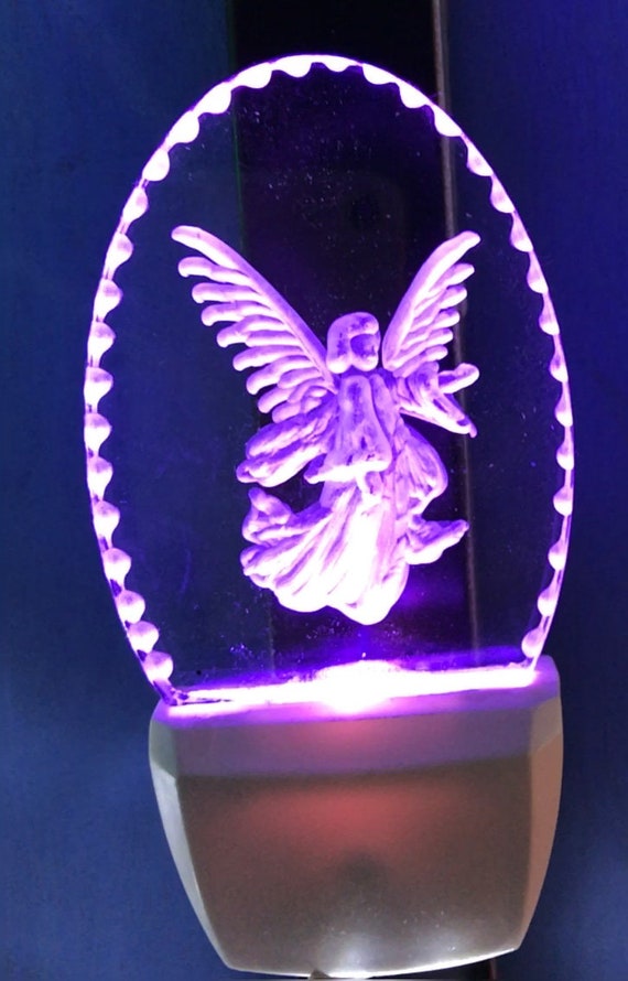 Luz Nocturna De Ángel | Lámpara De Mesa Con Impresión De Ángel Iluminado | Para Dormitorio, Guardería O Como Decoración Navideña