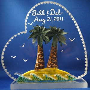 Absolutely stunning hand carved clear acrylic wedding cake topper. custom made for your special day, this topper will make your cake shine!