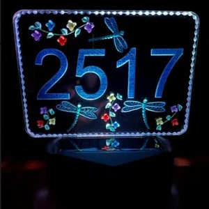 Address sign solar lighted custom name address number welcome many designs rotating colors or choose color