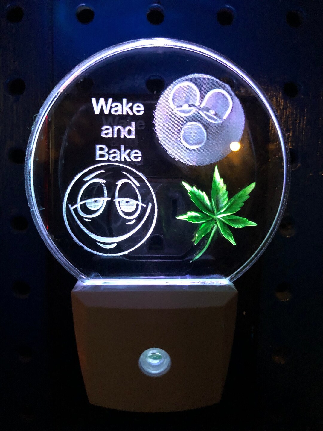 Marijuana Night Light Pot Leaf Hand Carved 3D Real Looking LED Light