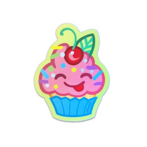 Cupcake Rosa Cereja com Granulado - Adesivo Vinil