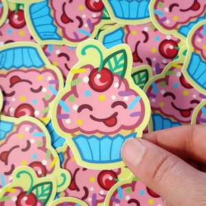 Süßer Cupcake Original Digital Art Gestanzter Vinyl Aufkleber