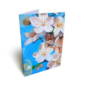Fleurs de cerisier peinture carte de voeux vierge avec enveloppe