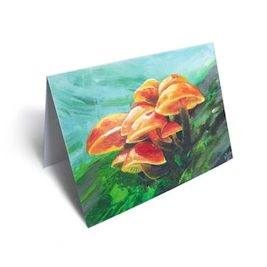 Carte de voeux vierge avec peinture en grappe de champignons avec enveloppe
