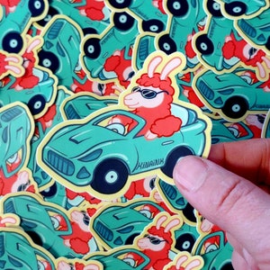 Lama sportwagen originele digitale kunst gestanst vinyl sticker
