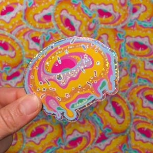Super Galaxy Space Donut - holografische glittervinylsticker