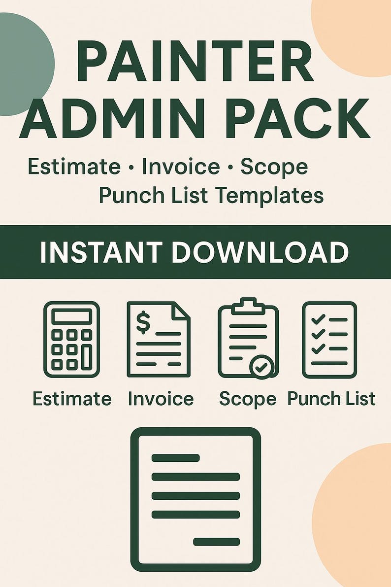 Painter Admin Pack – Estimate, Invoice, Scope & Punch List Templates ...