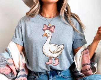 Silly Goose with Bow PNG, Watercolor Nursery Art (Digital Download)